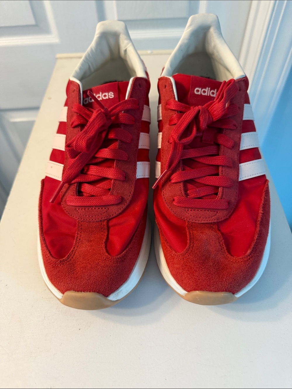 adidas Red and White Women's Retro Runner Sneakers